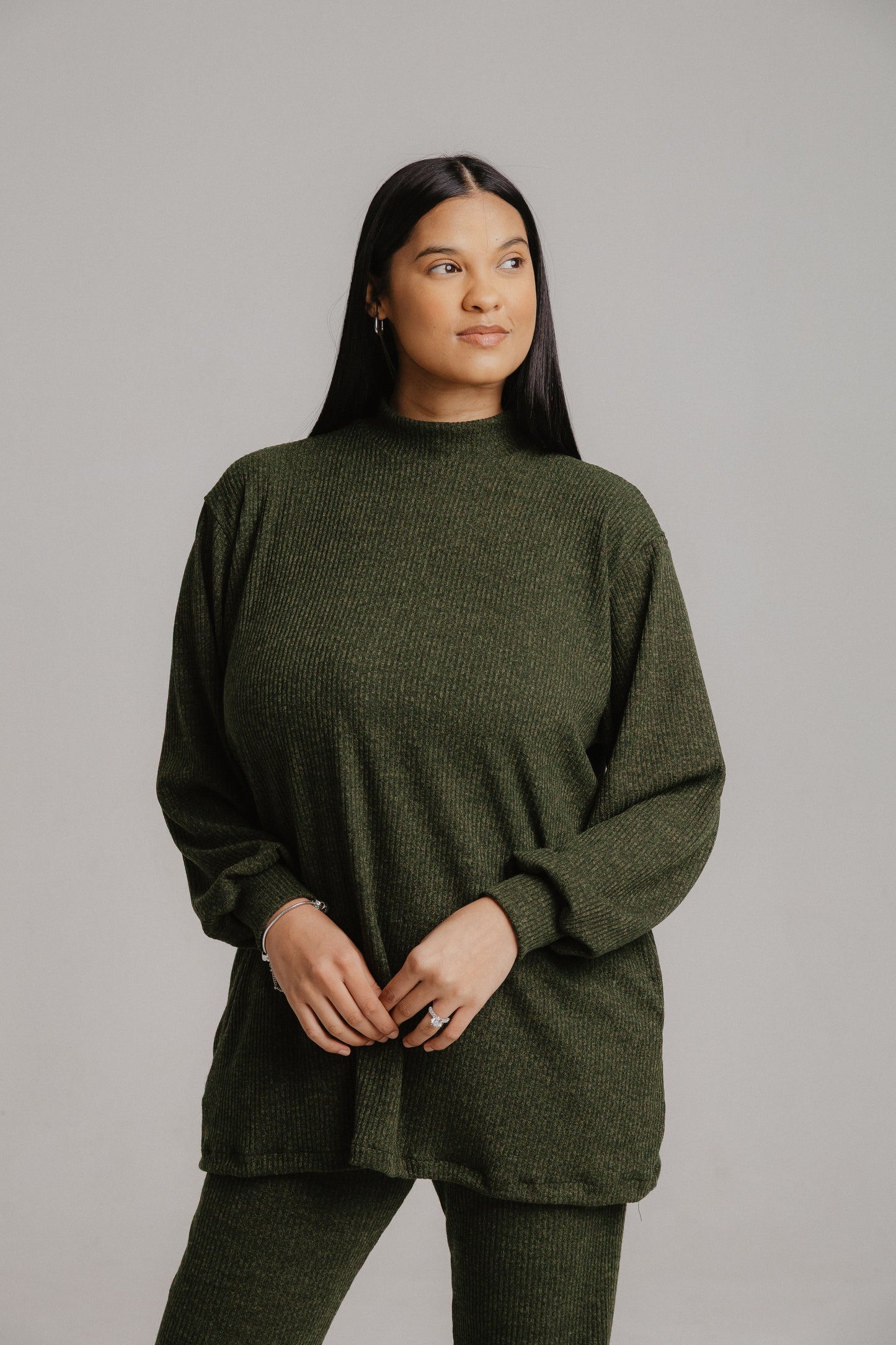Olive Jersey Ribknit Set