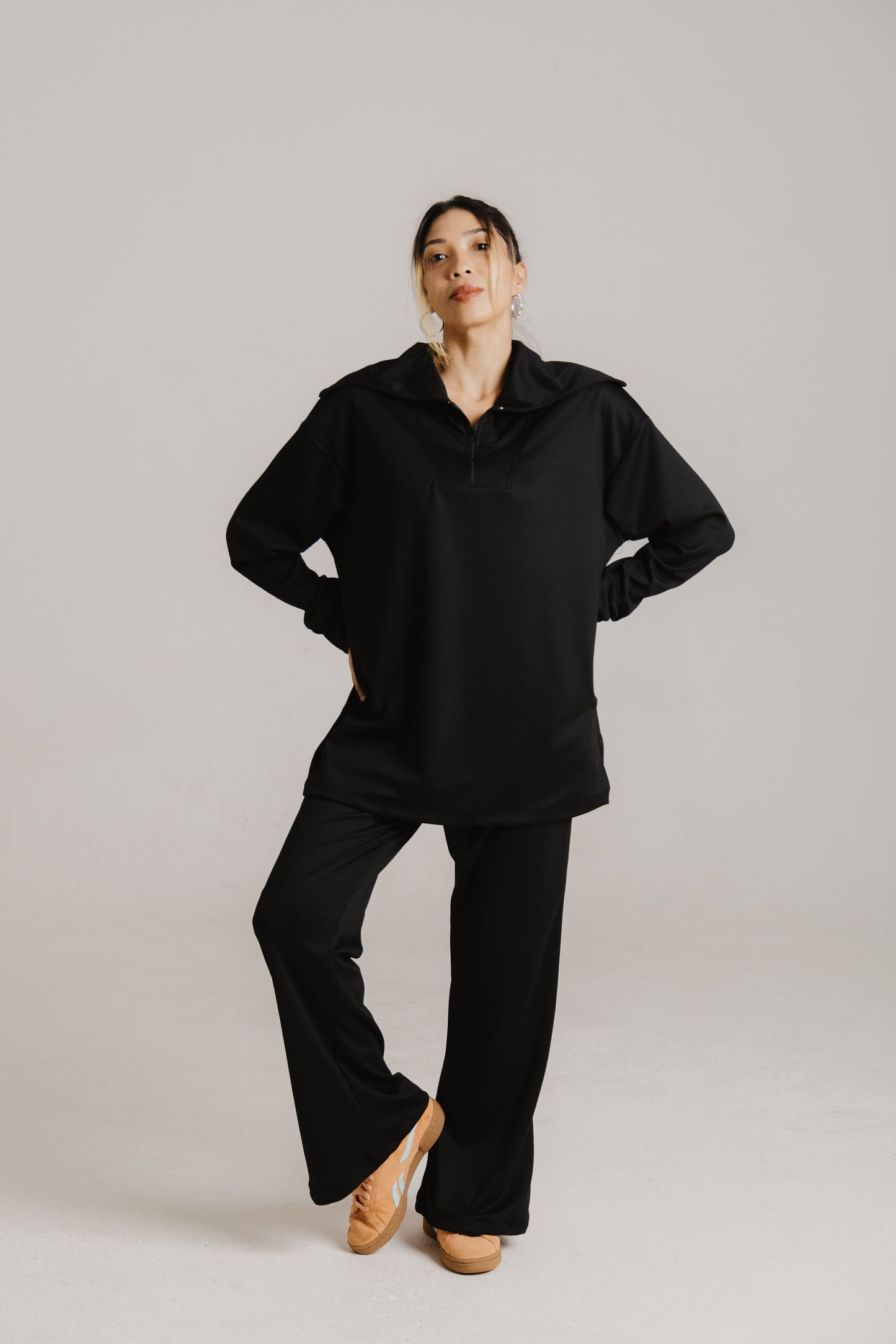 1/4 Zip Oversized Collar Set