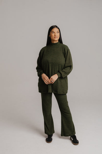 Olive Jersey Ribknit Set