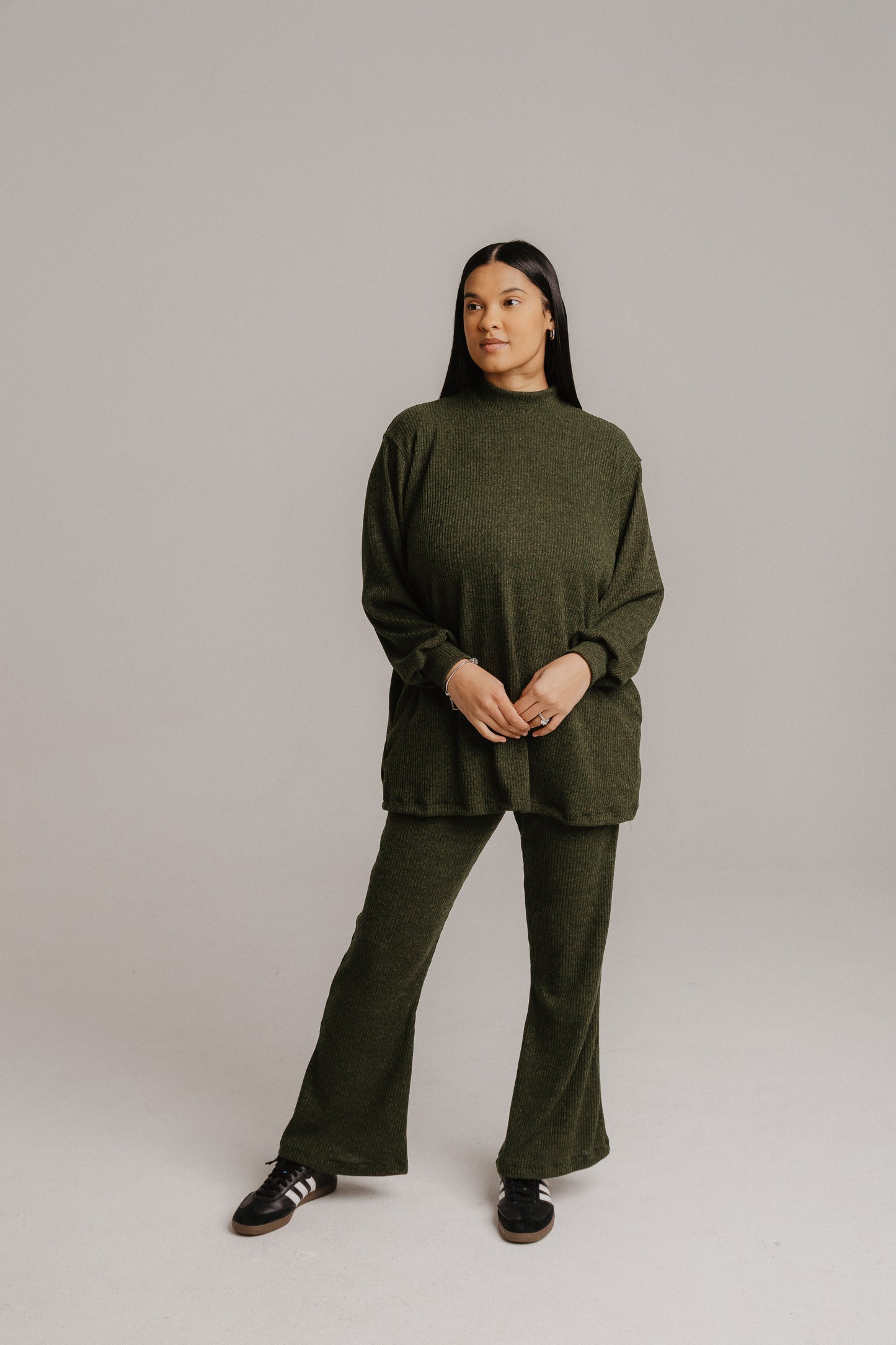 Olive Jersey Ribknit Set