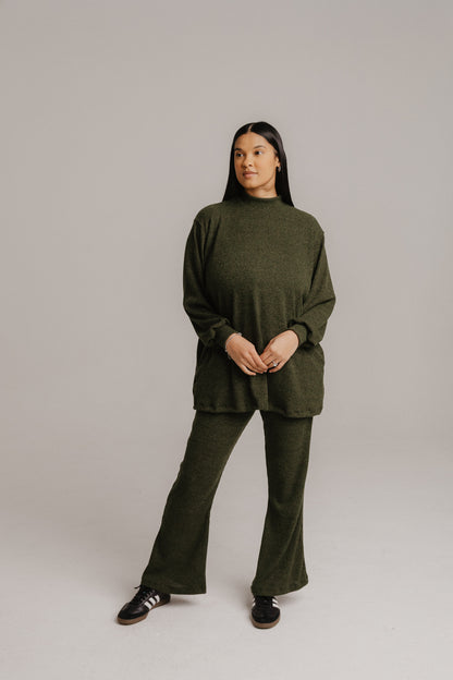 Olive Jersey Ribknit Set