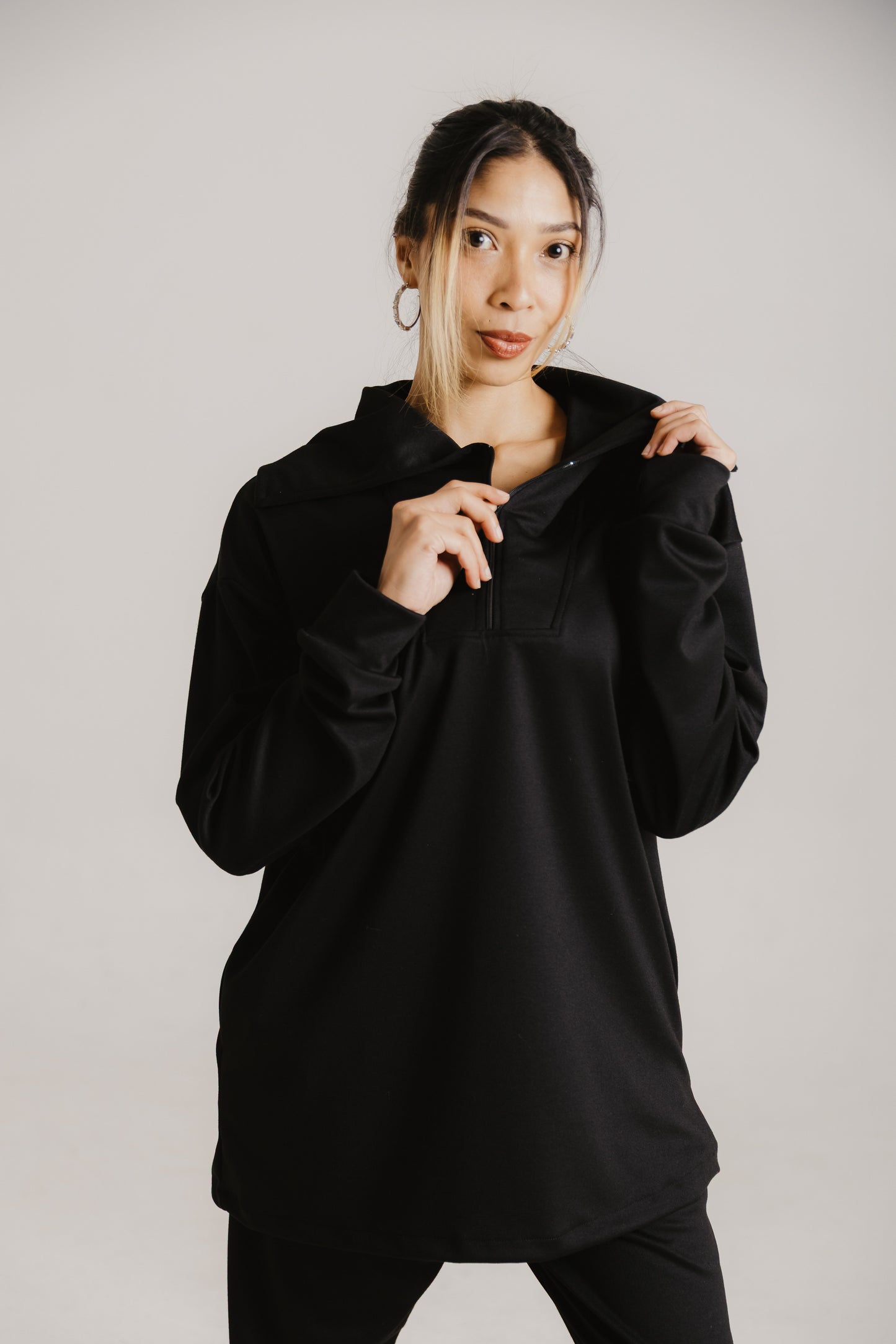1/4 Zip Oversized Collar Set