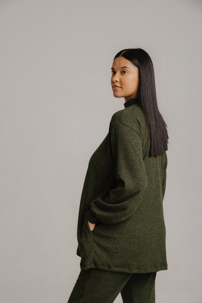 Olive Jersey Ribknit Set