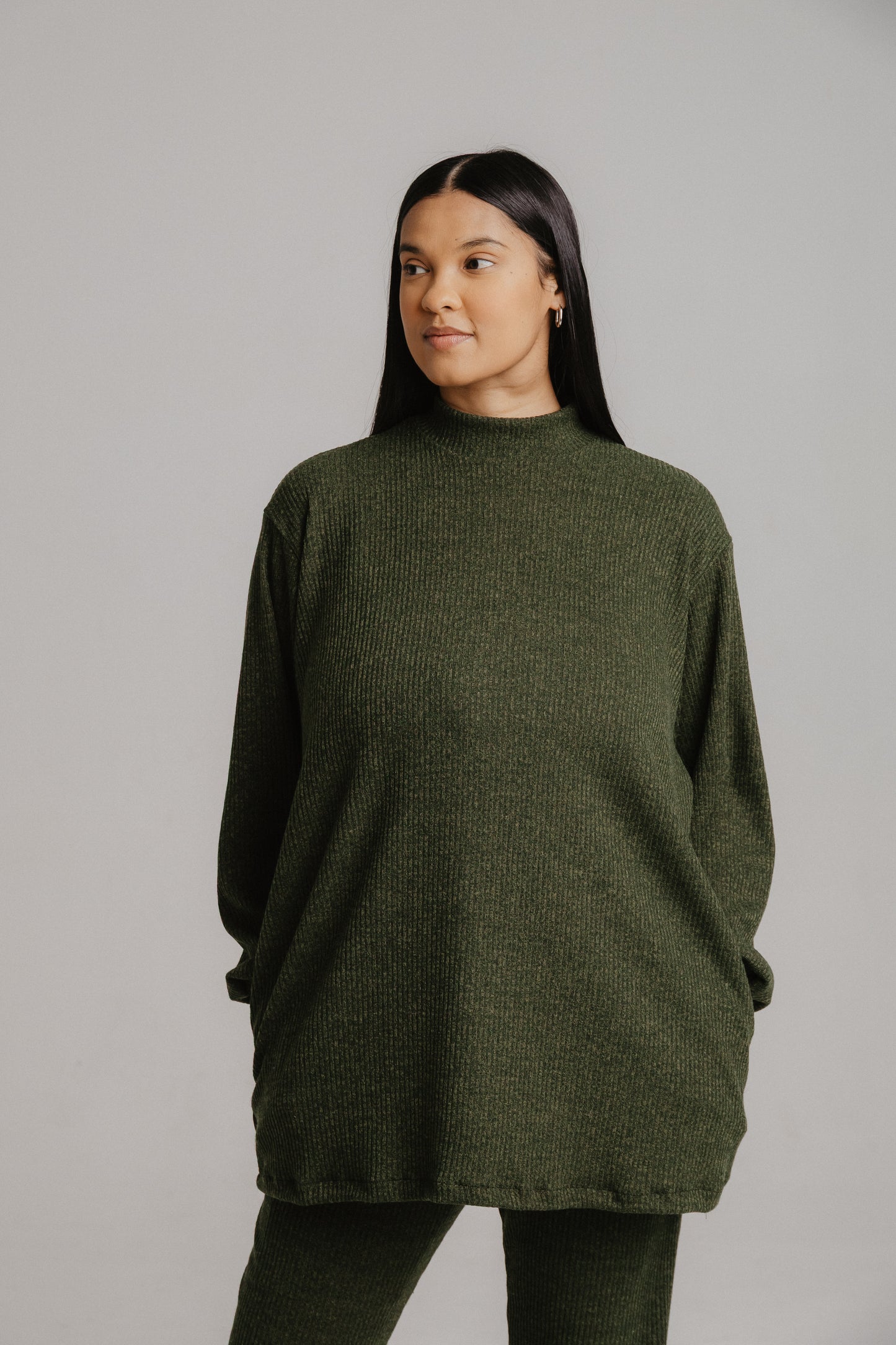 Olive Jersey Ribknit Set