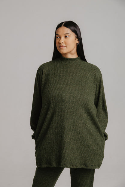 Olive Jersey Ribknit Set